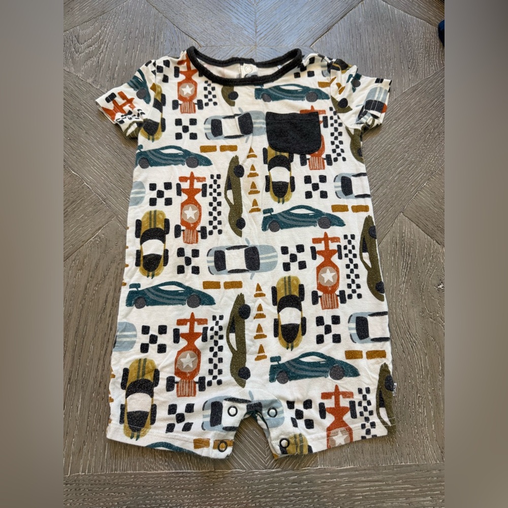 Play by Little Sleepies Racecar Pocket Shorty Romper